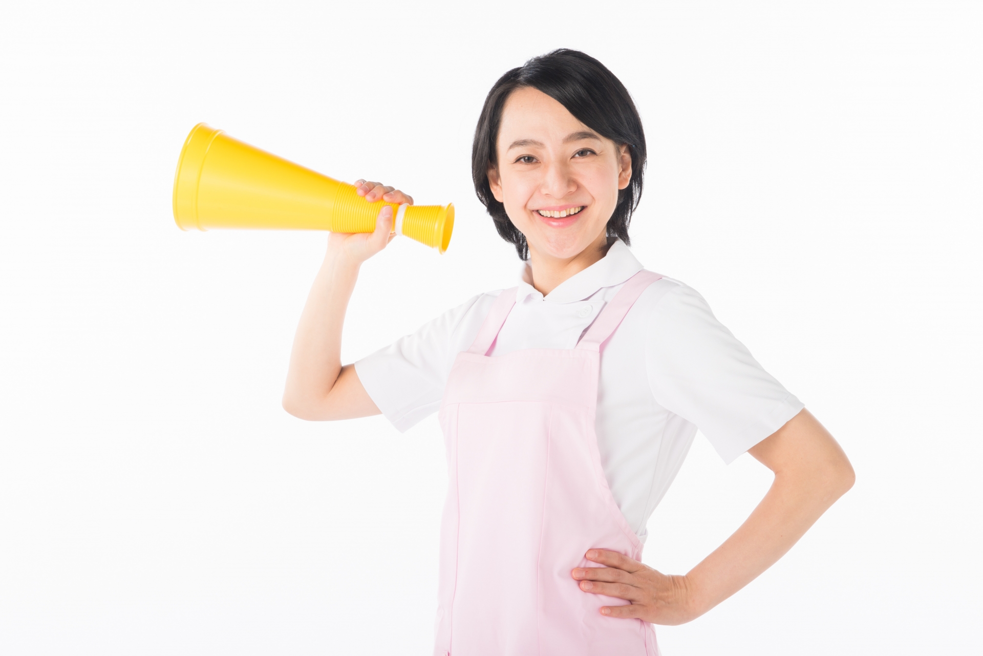 メガホンを持つ女性