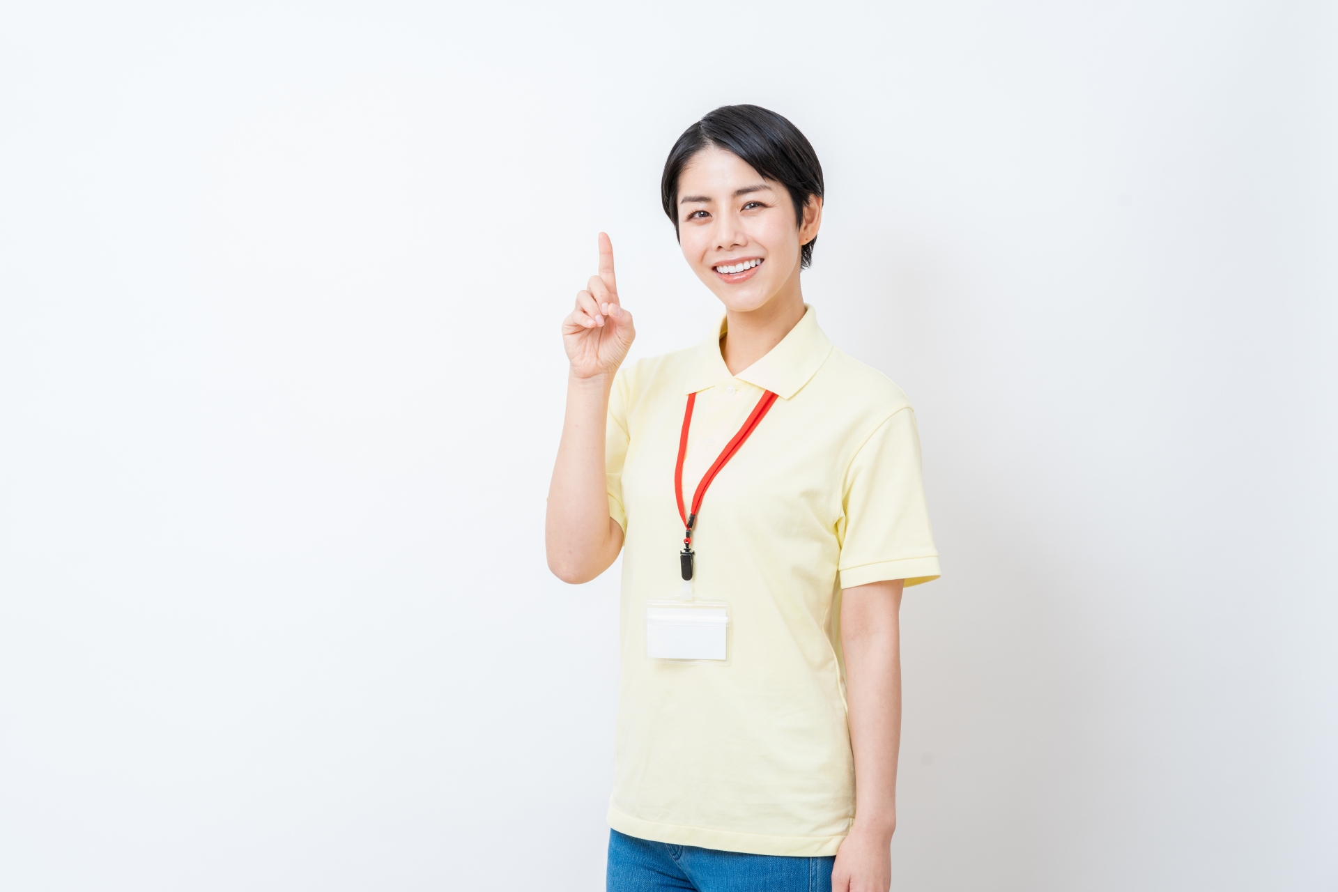 指差ししている女性