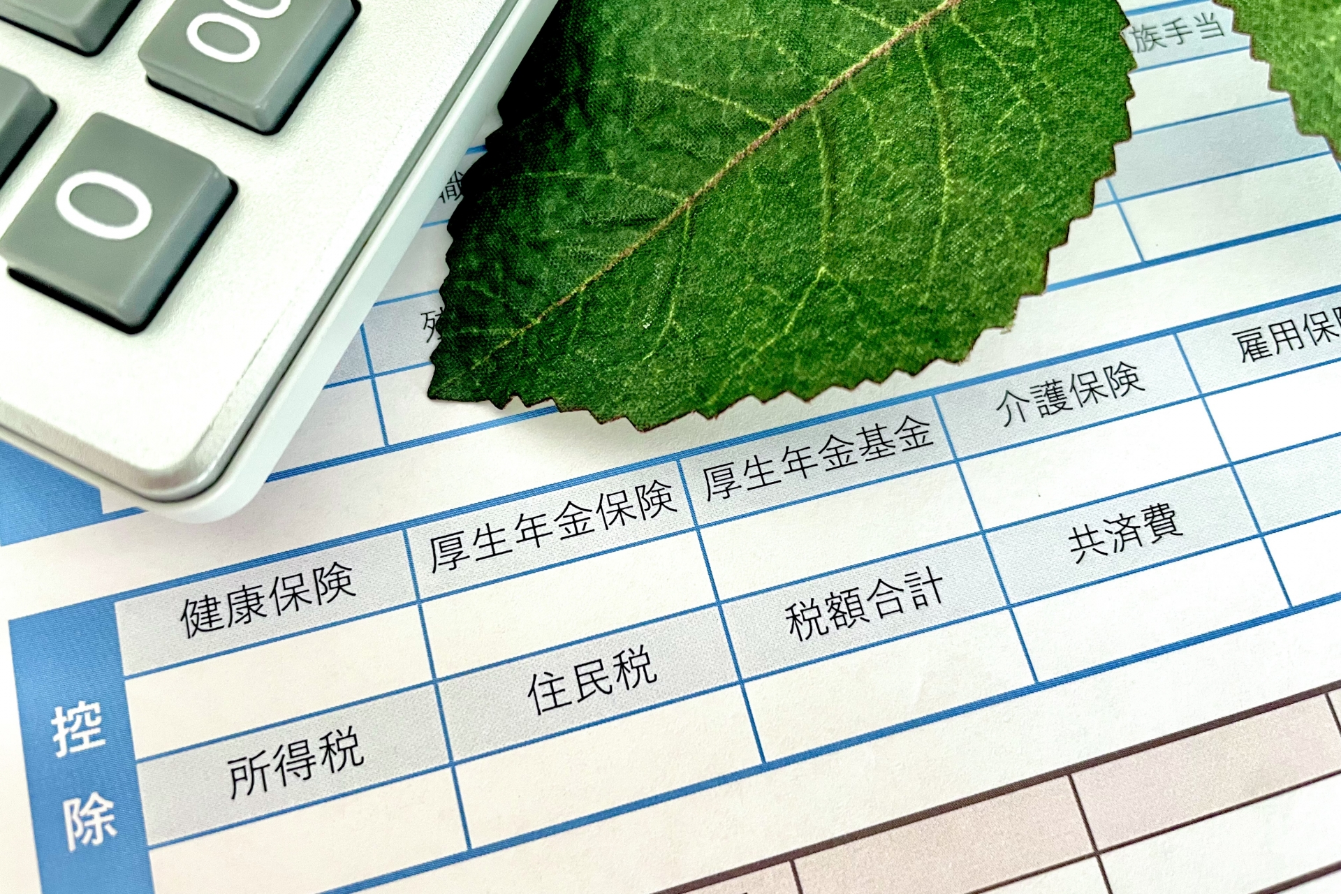 給料明細と保険料　控除されるお金