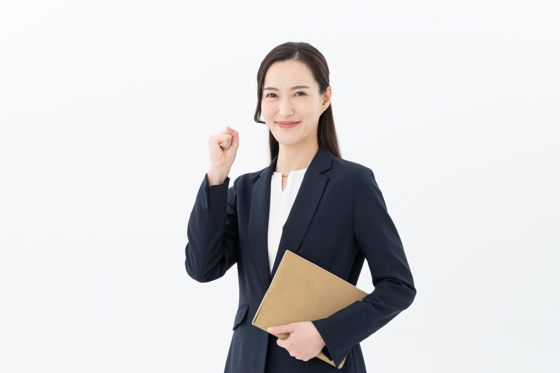 ガッツポーズの女性