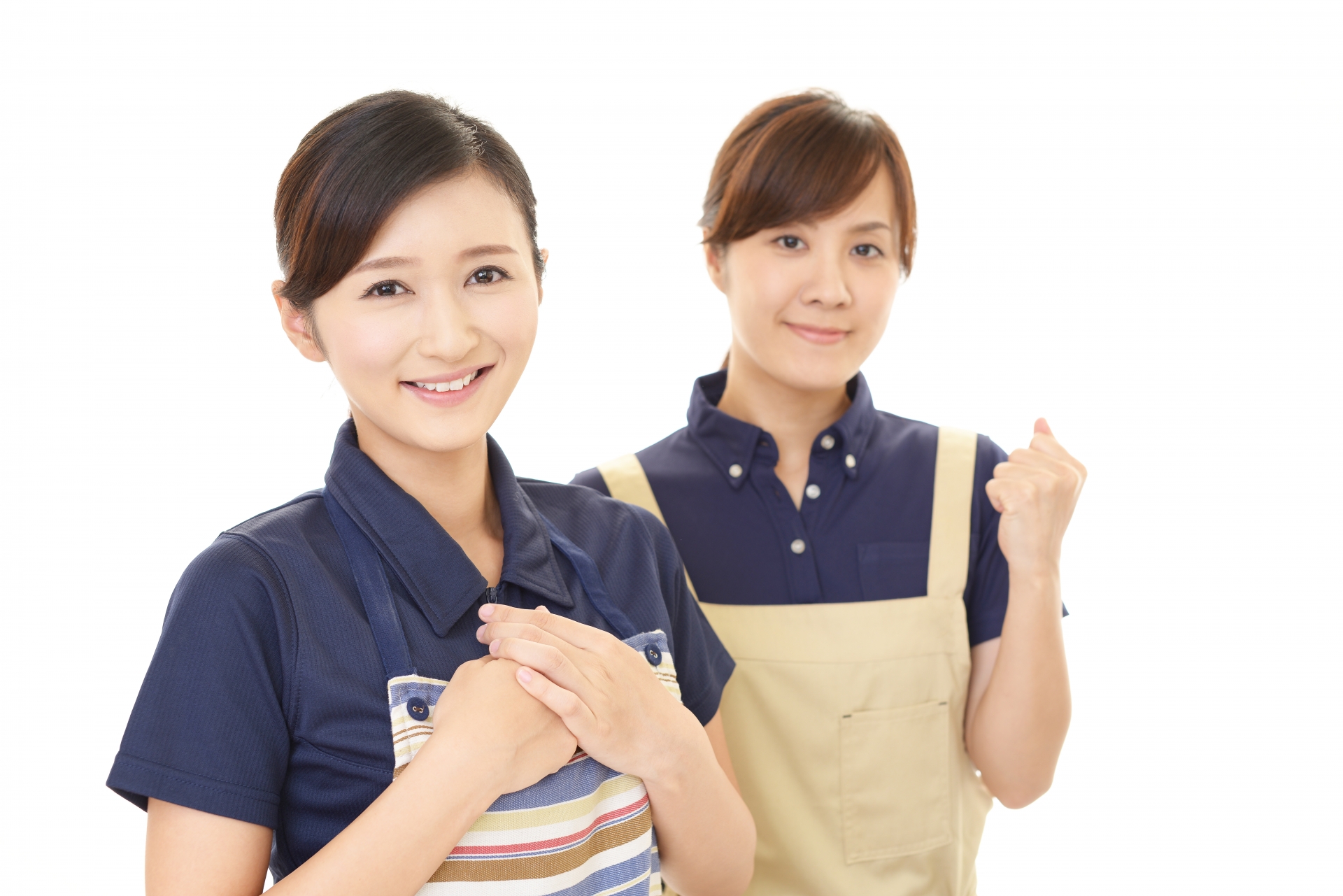 エプロンを着た二人の女性