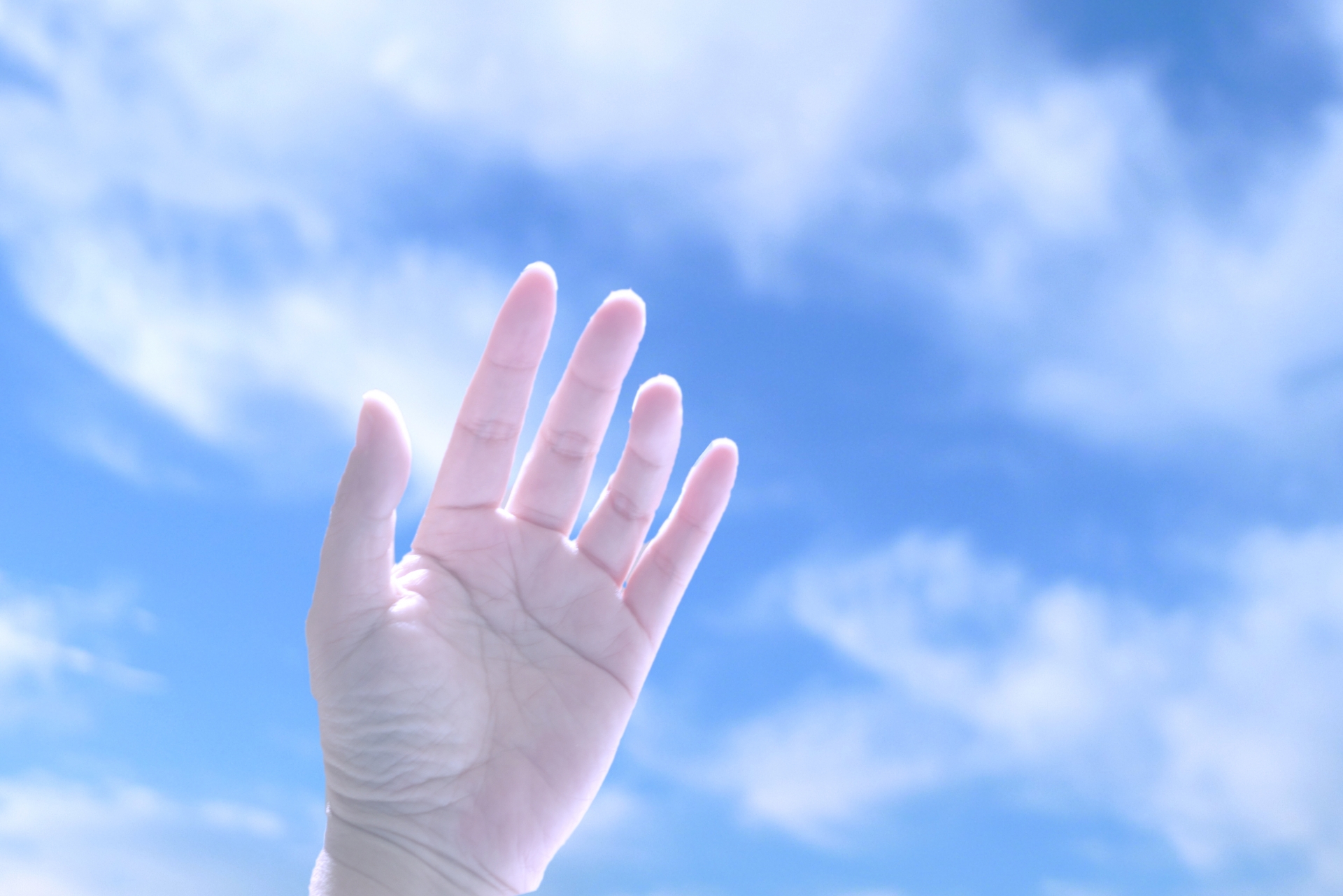 青空と手