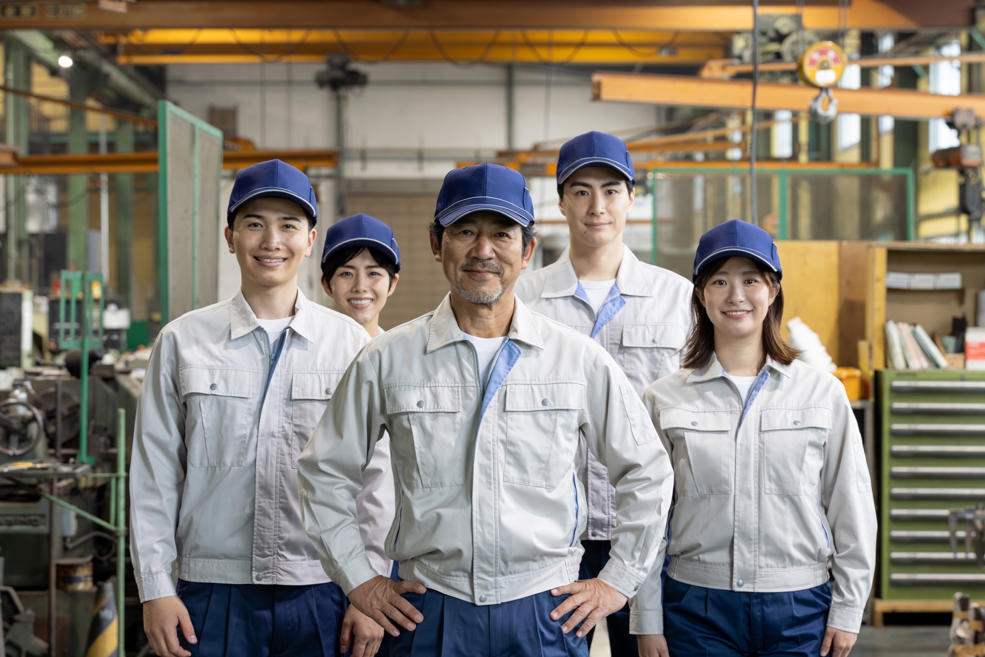 工場で働く人々