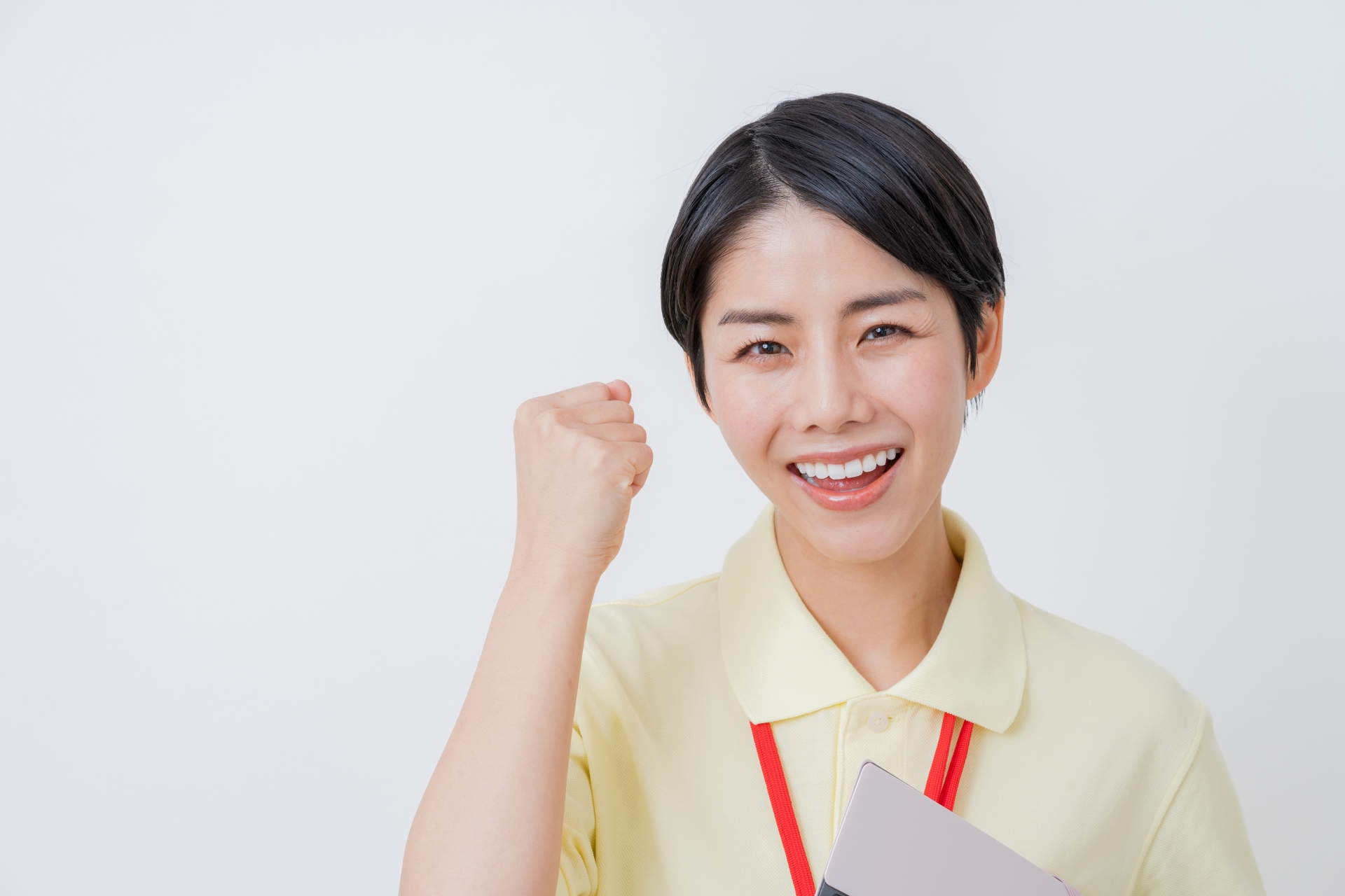 ガッツポーズお姉さん