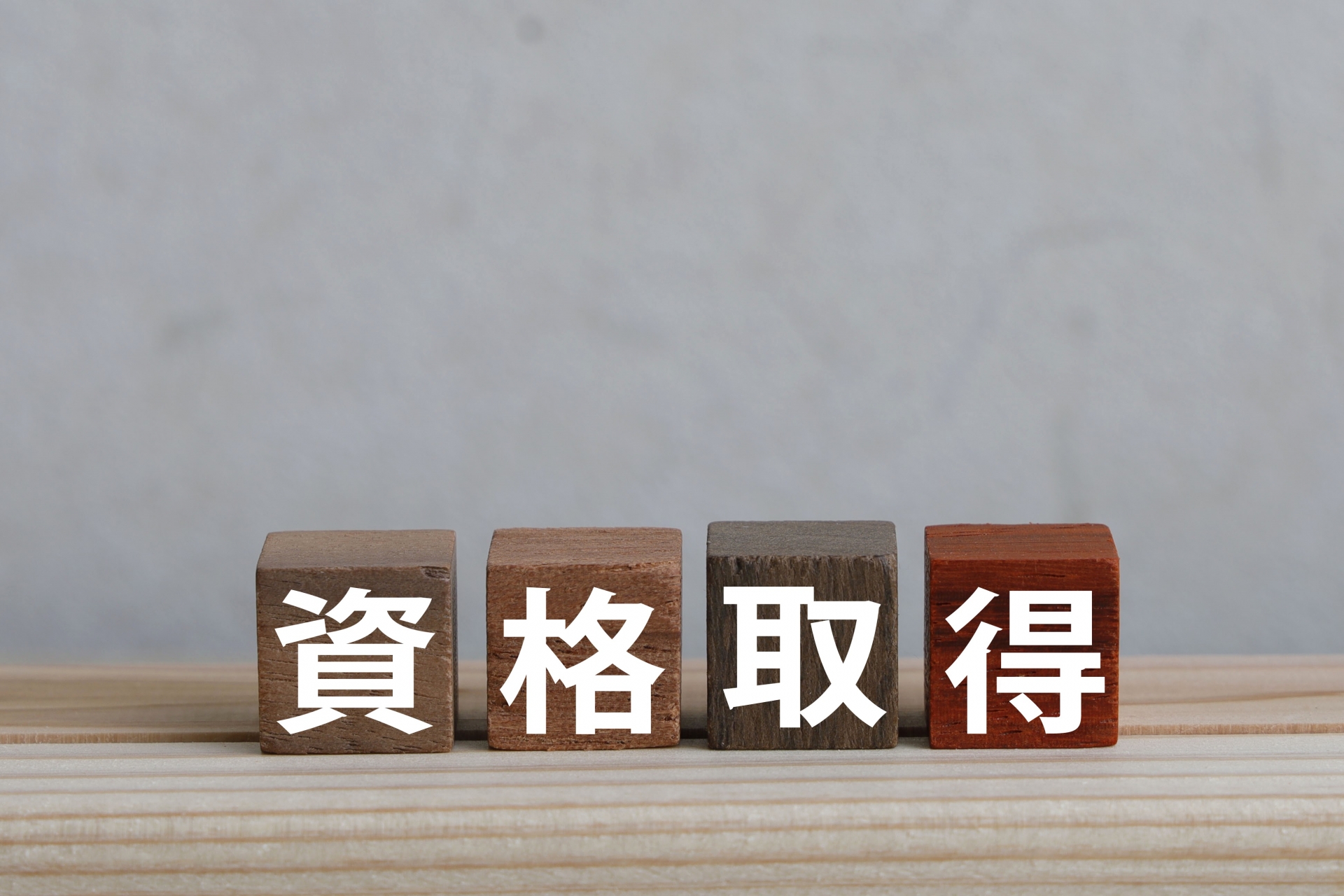 資格取得の文字ブロック