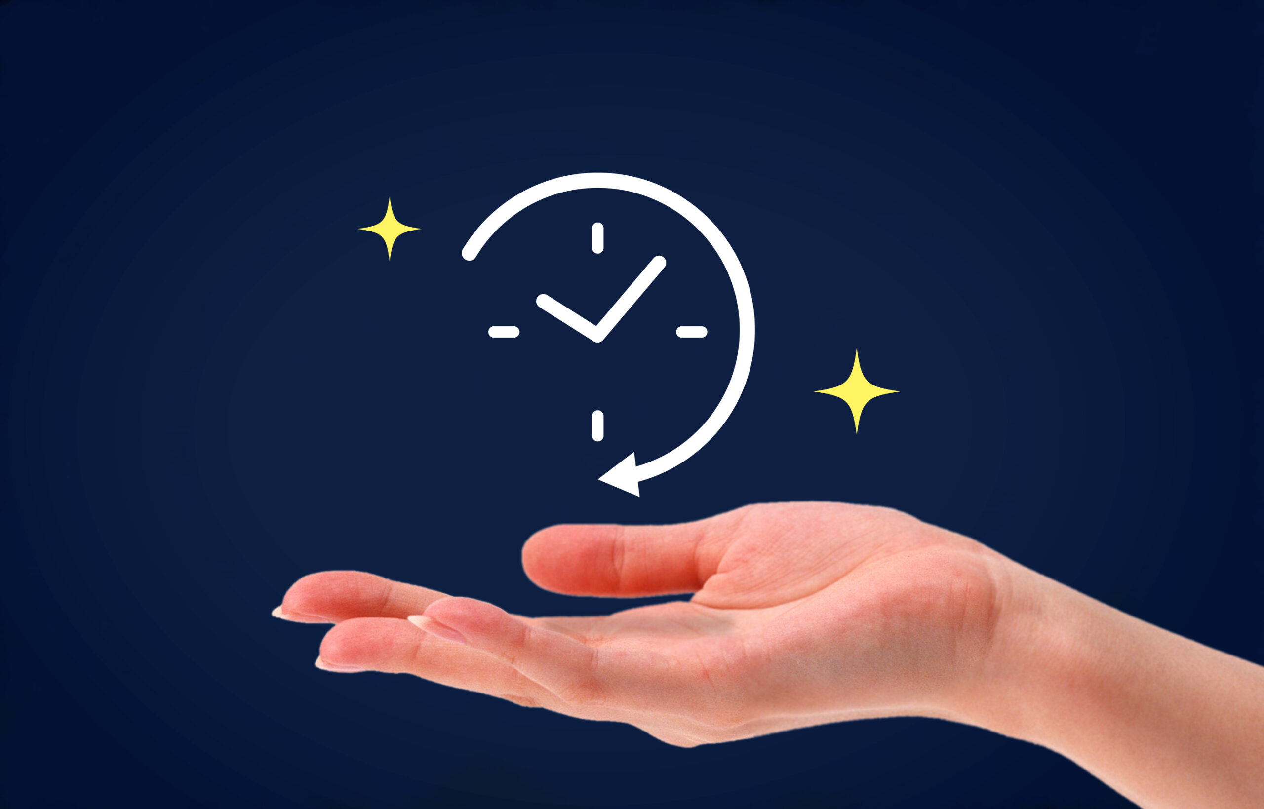 夜の労働イメージ、時計と手