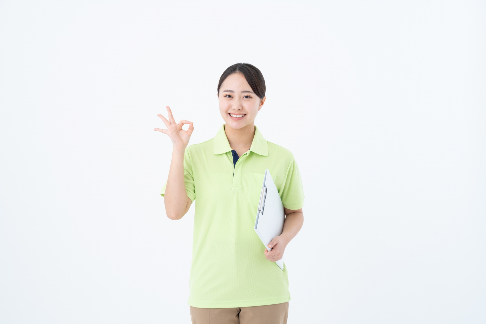 OKサインの介護福祉士