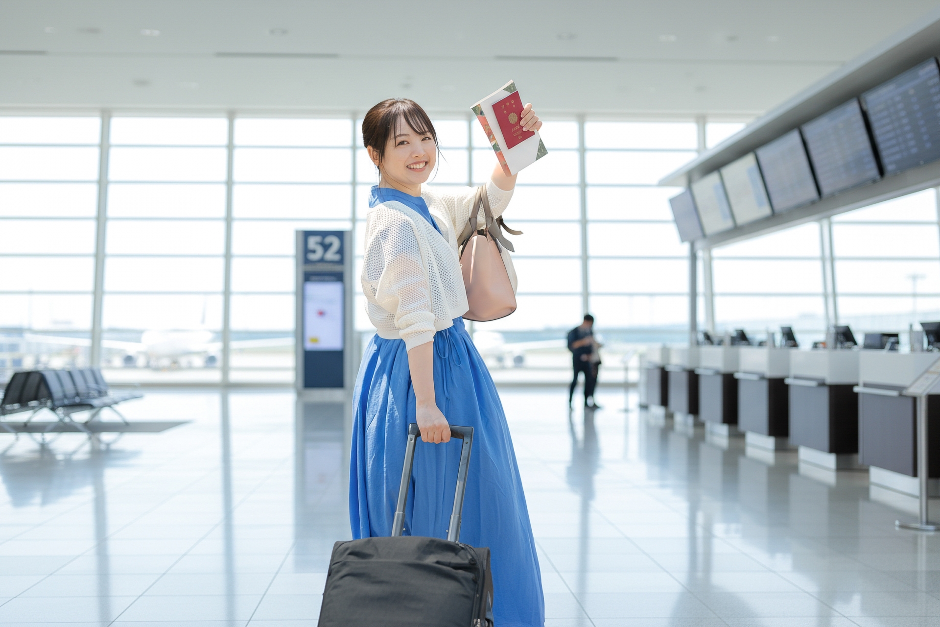 空港と女性
