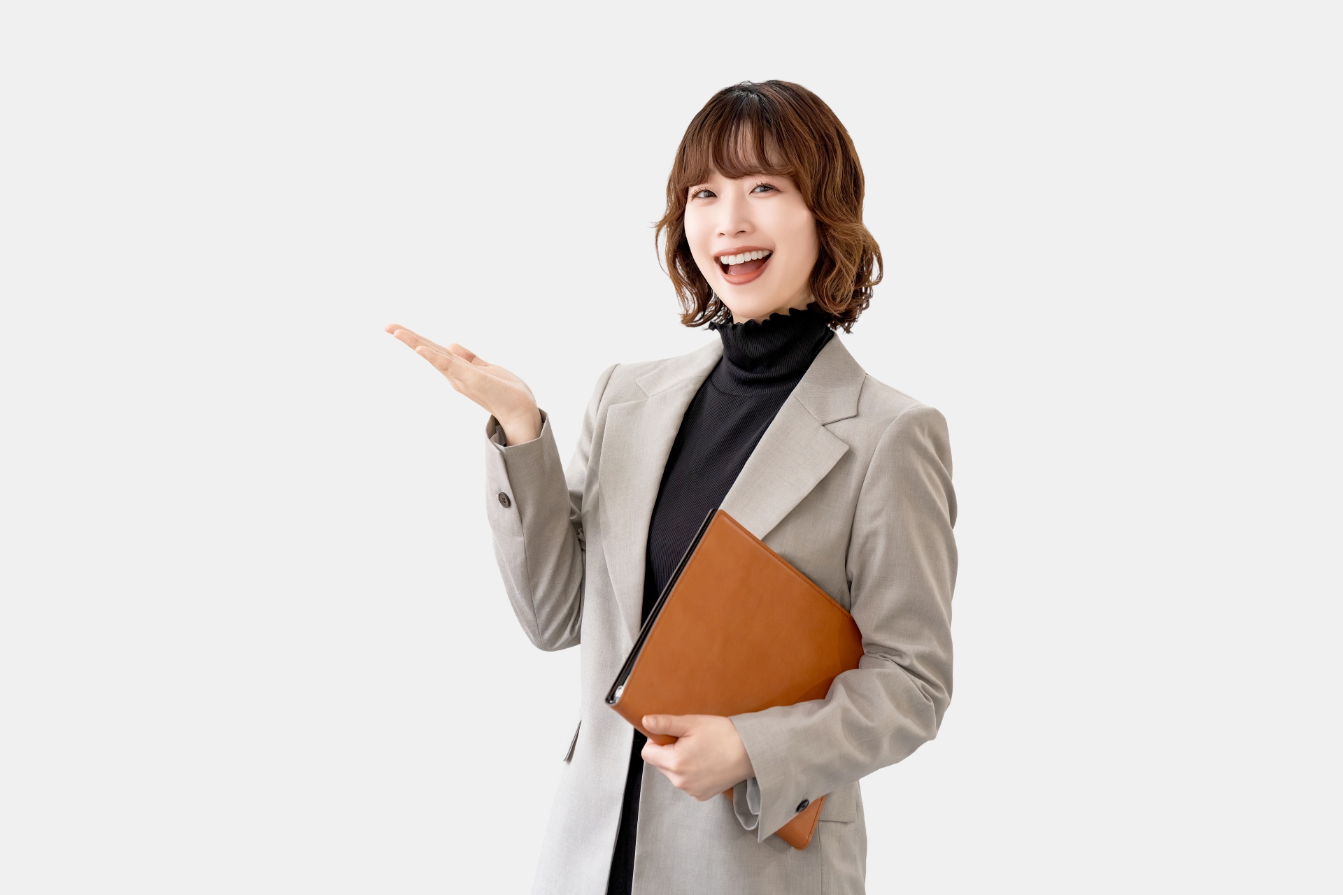 案内する女性