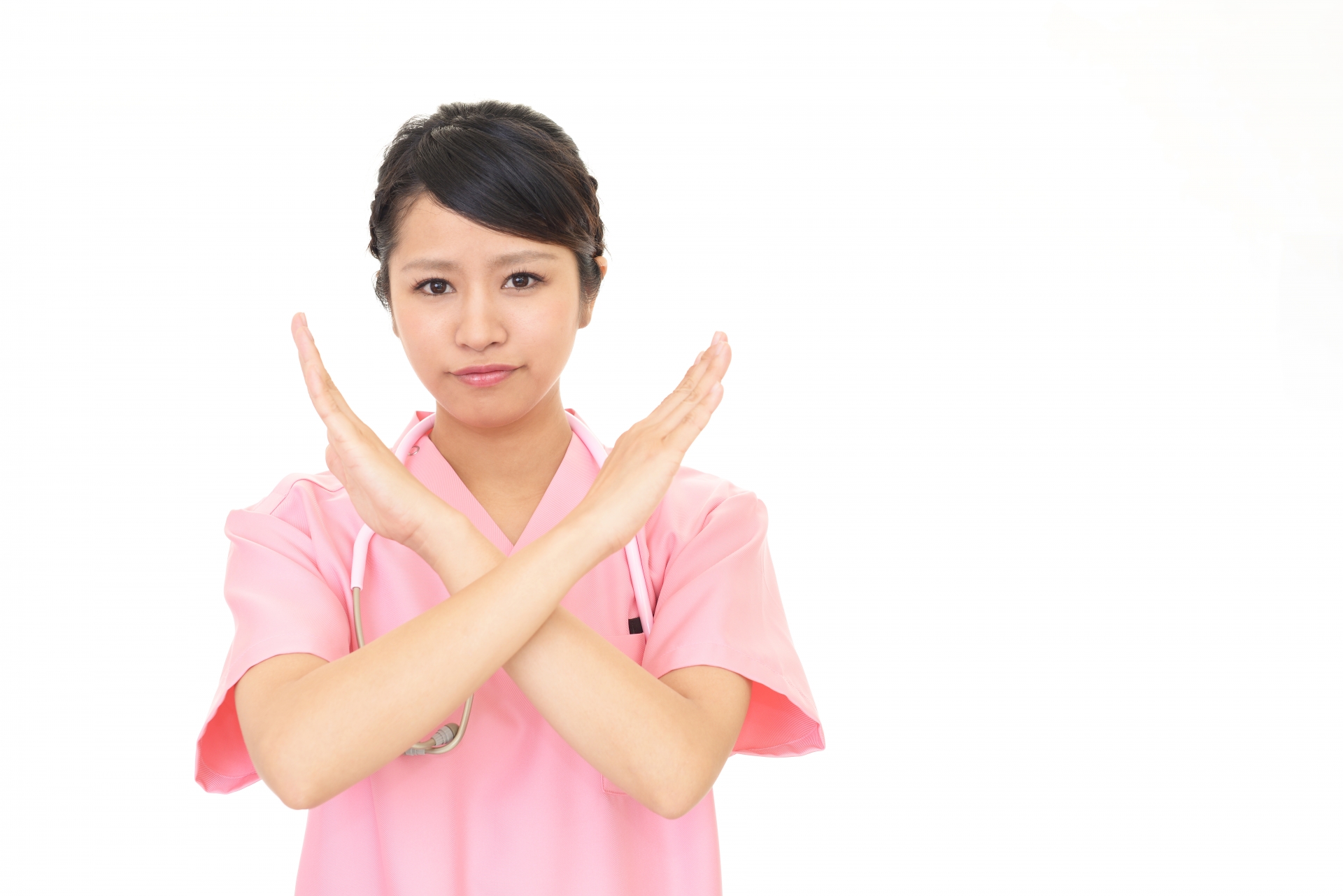 禁止の意思表示をする女医