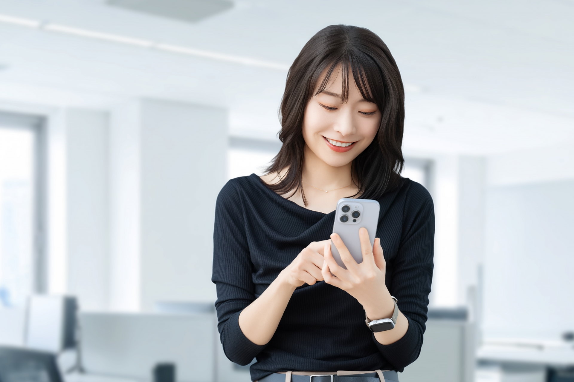 スマホを触る女性