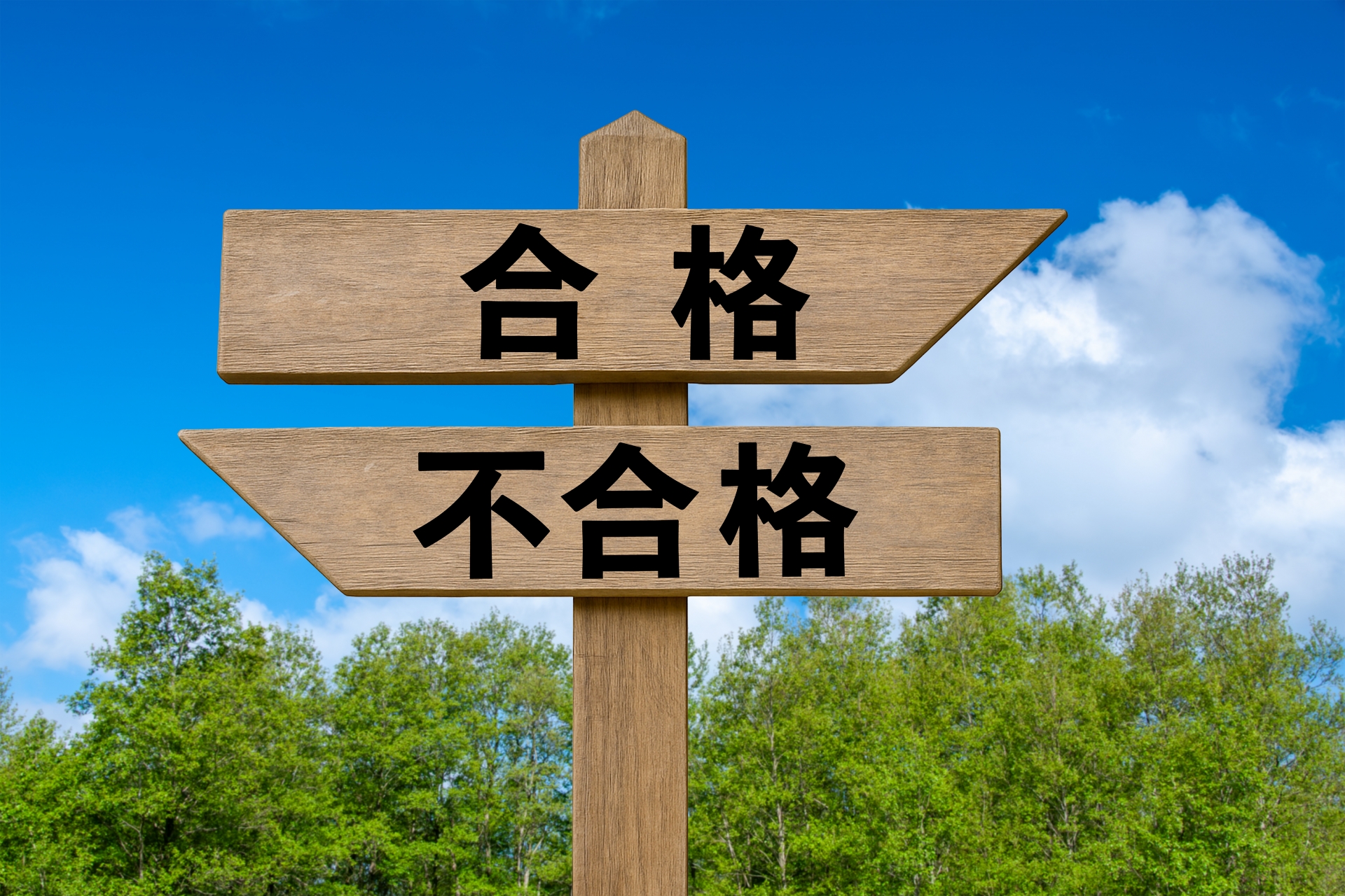 合格不合格の看板