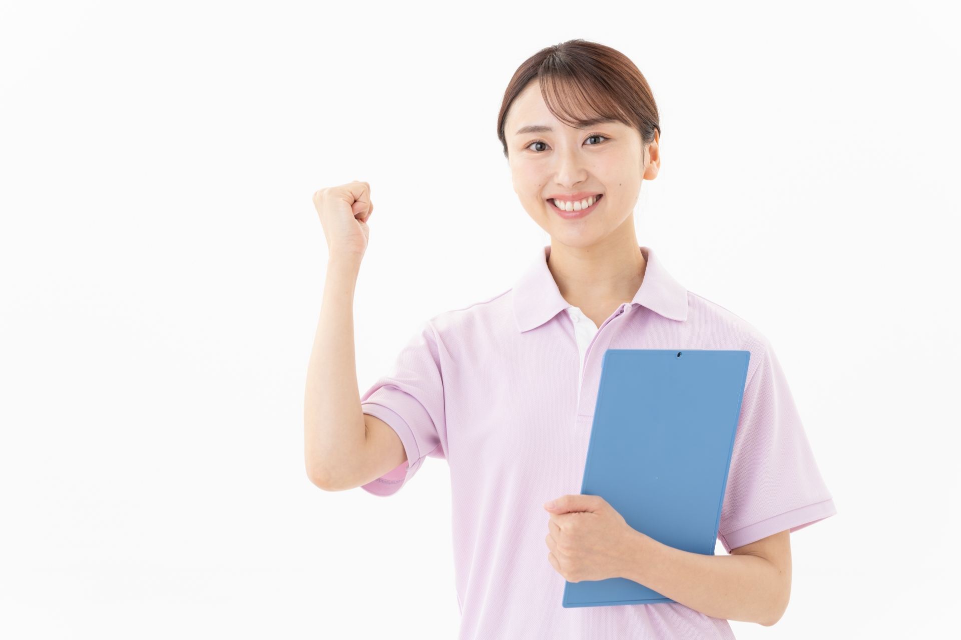 ガッツポーズの介護士