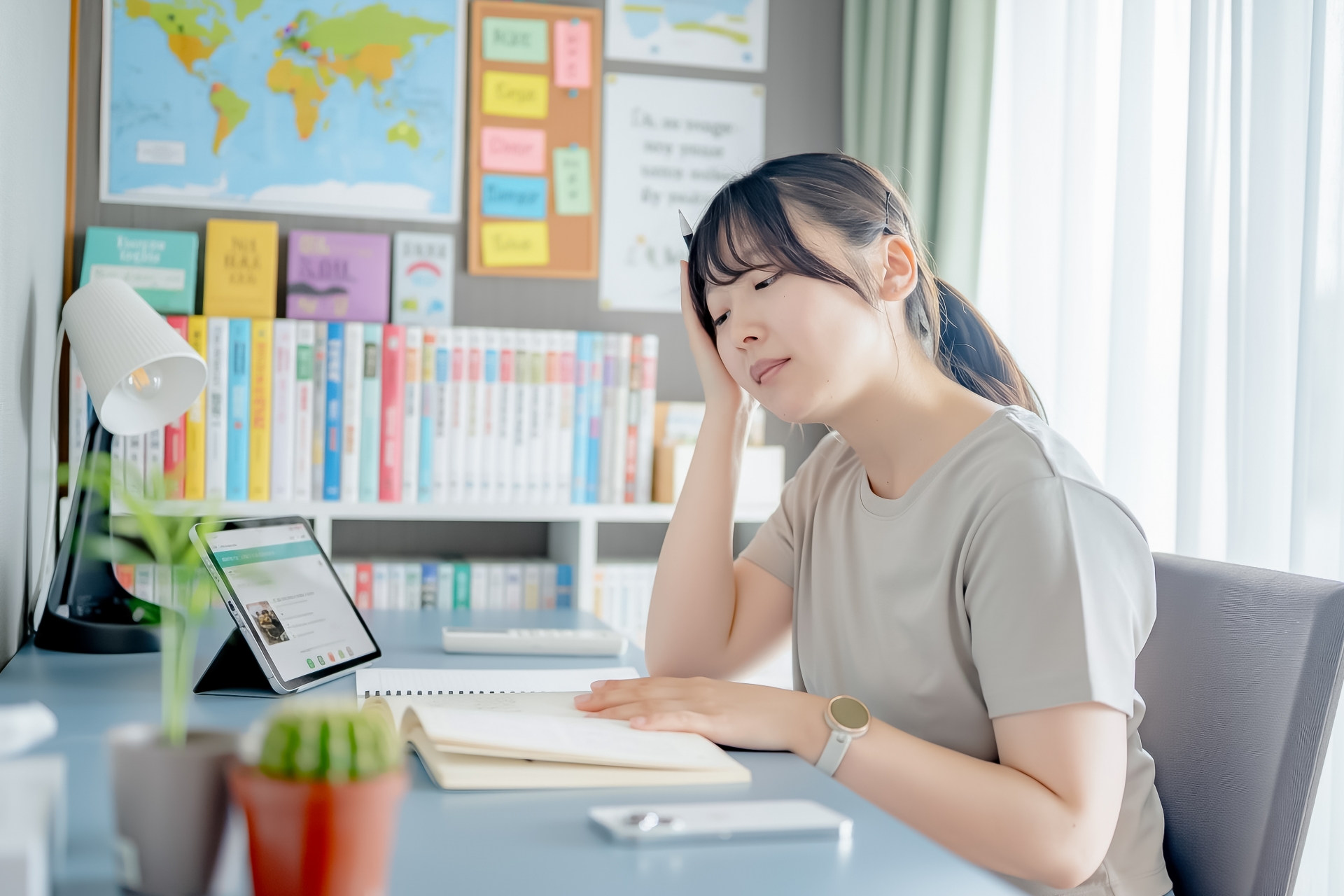 勉強する女子学生