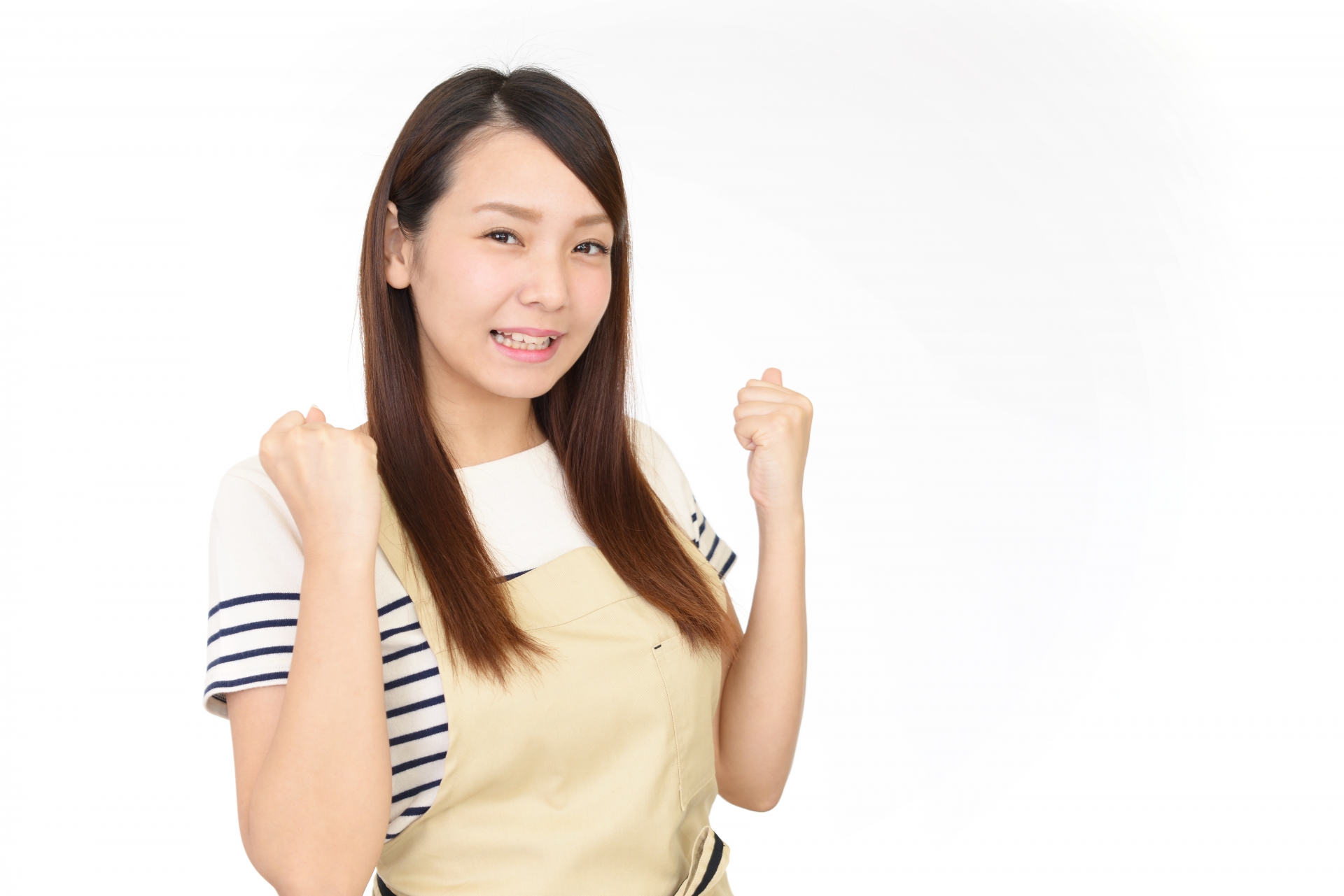 ガッツポーズの女性