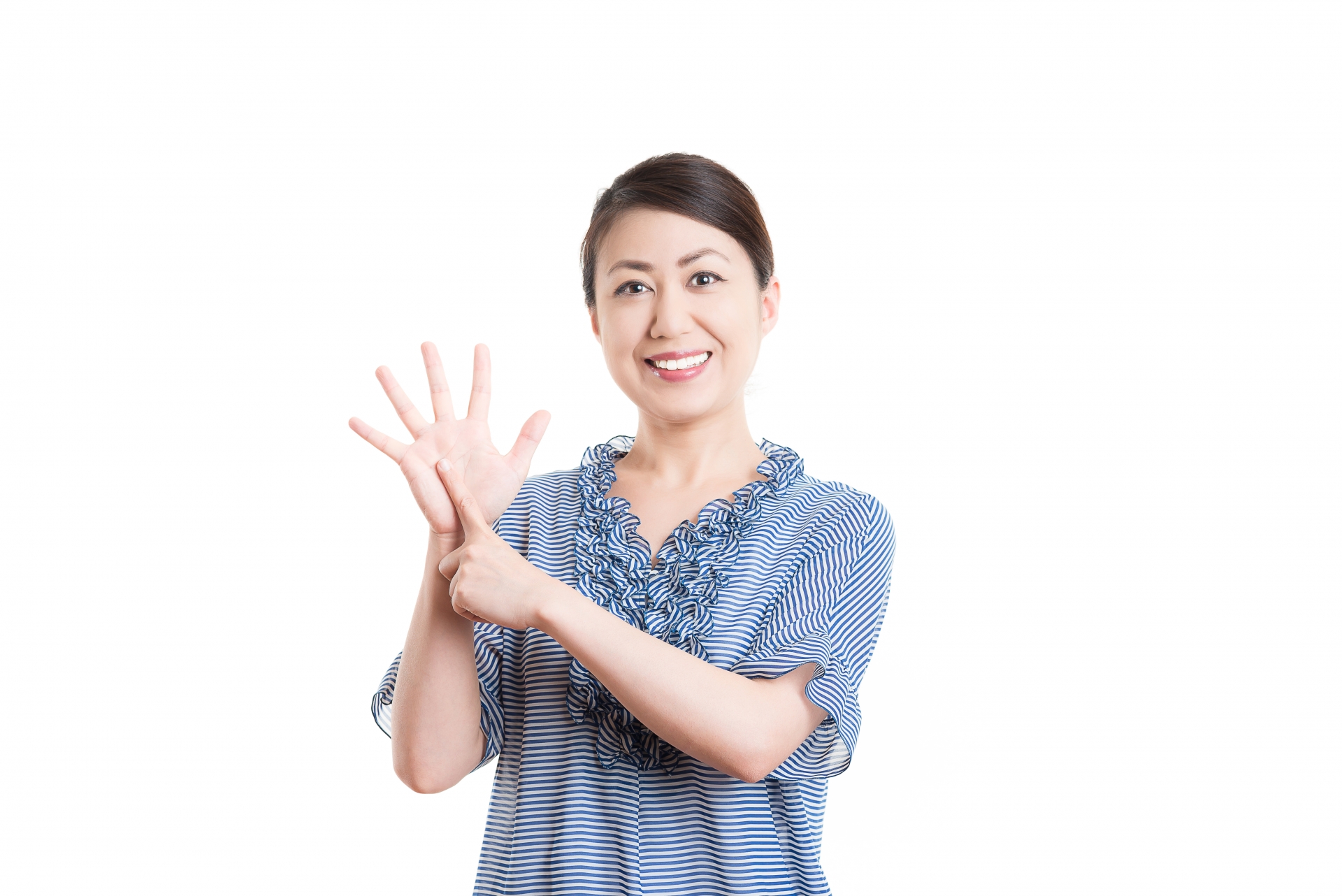 日本人女性 白背景