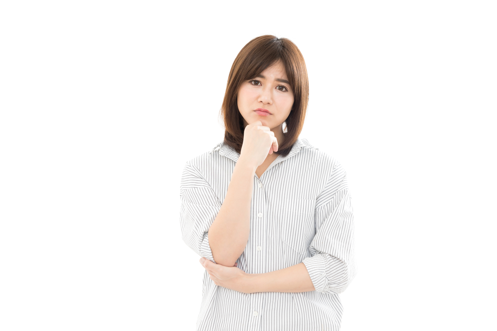 若い女性　考える