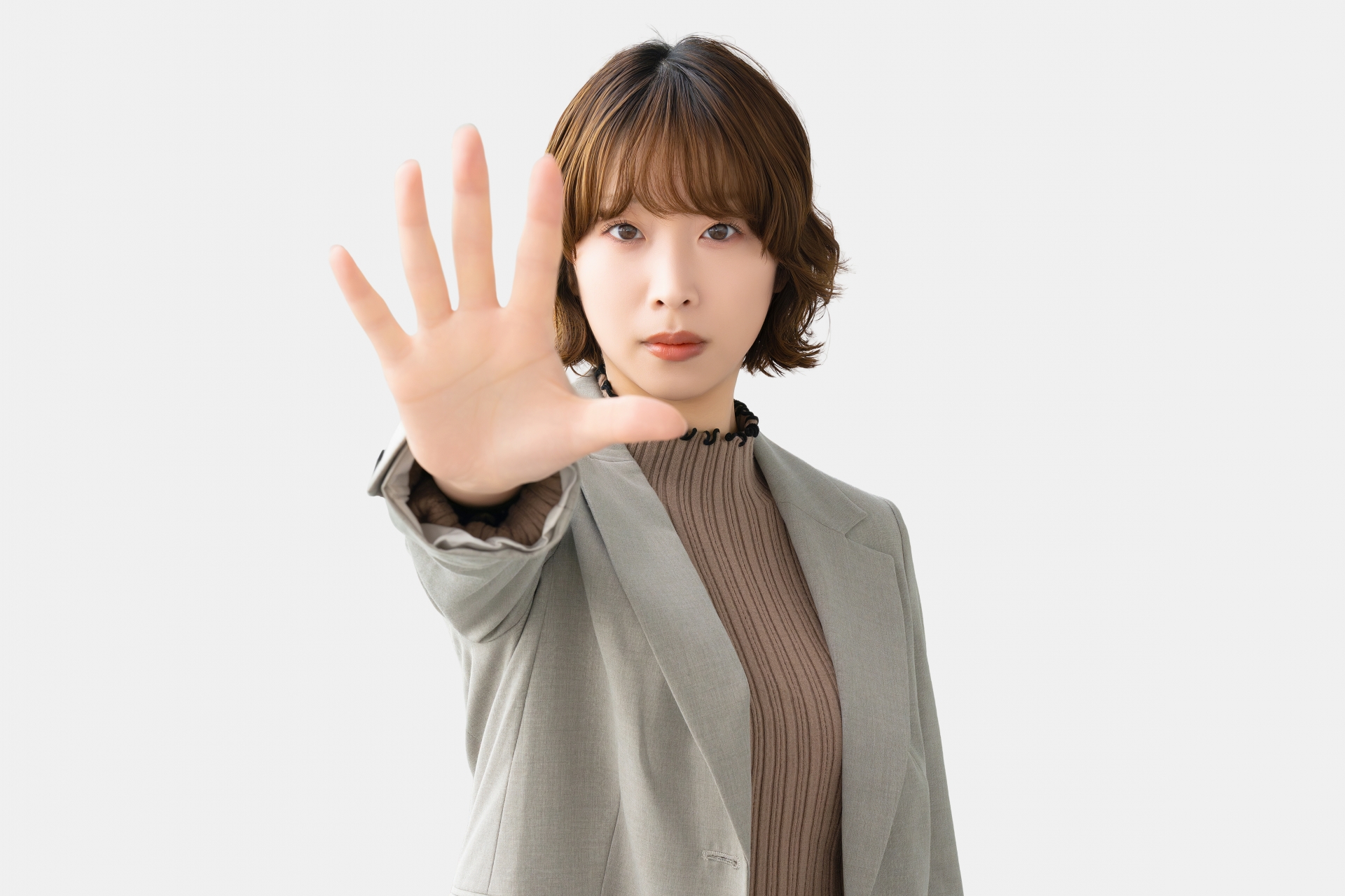 ストップ!制止する女性・ビジネスウーマン