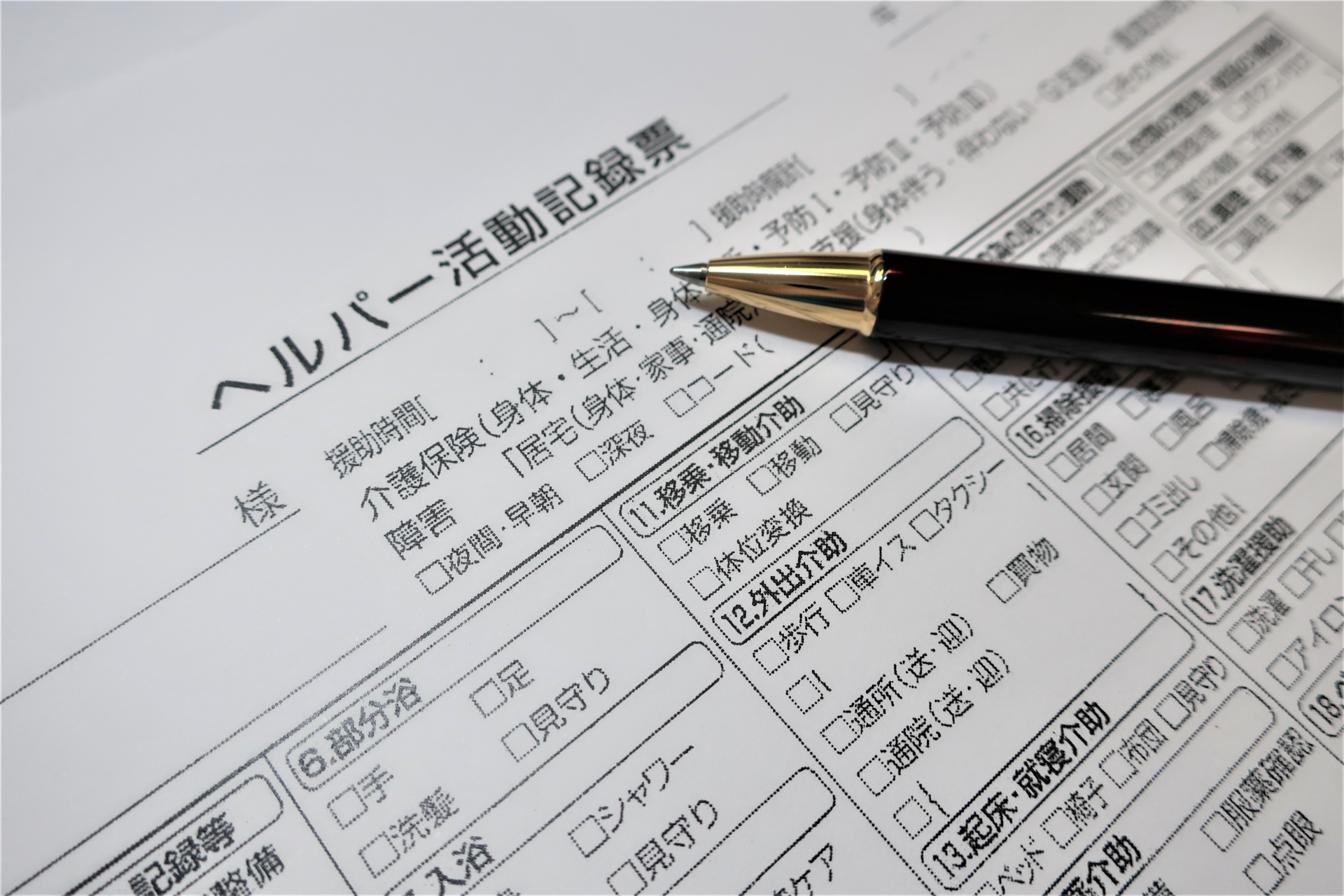 ヘルパーの活動記録票