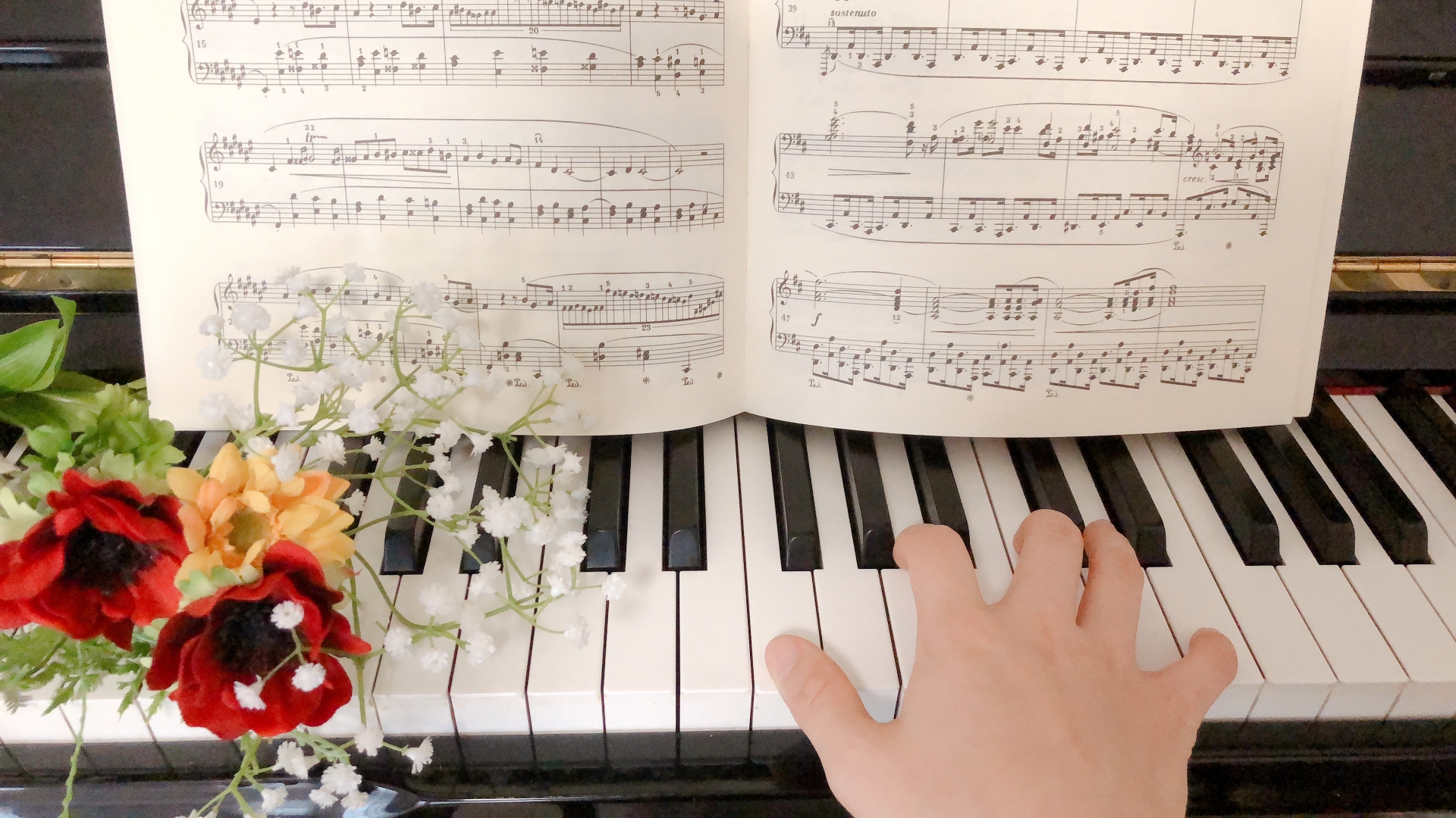 ピアノ 手 楽譜 鍵盤